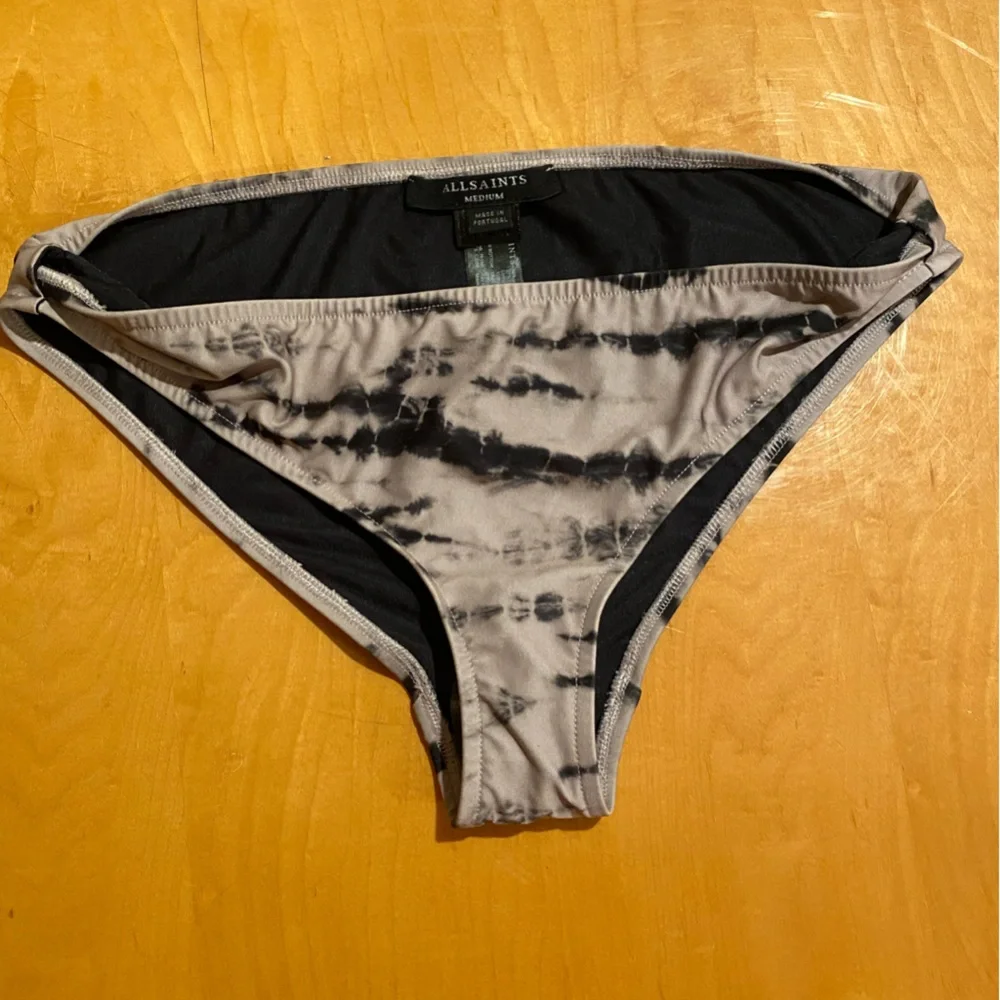 AllSaints Gray and Black Tie-Dye Bikini Bottom